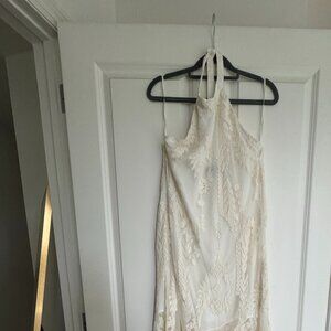 Line and Dot Cream maxi dress with lace overlay - Medium